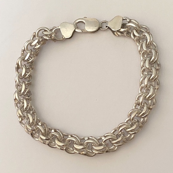 925 Silver bracelet 9mm thick link handmade - Picture 2 of 2